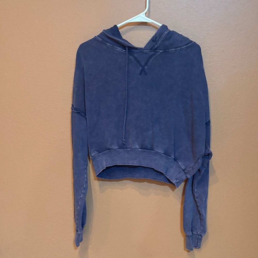 Casual Indigo Cropped Hoodie